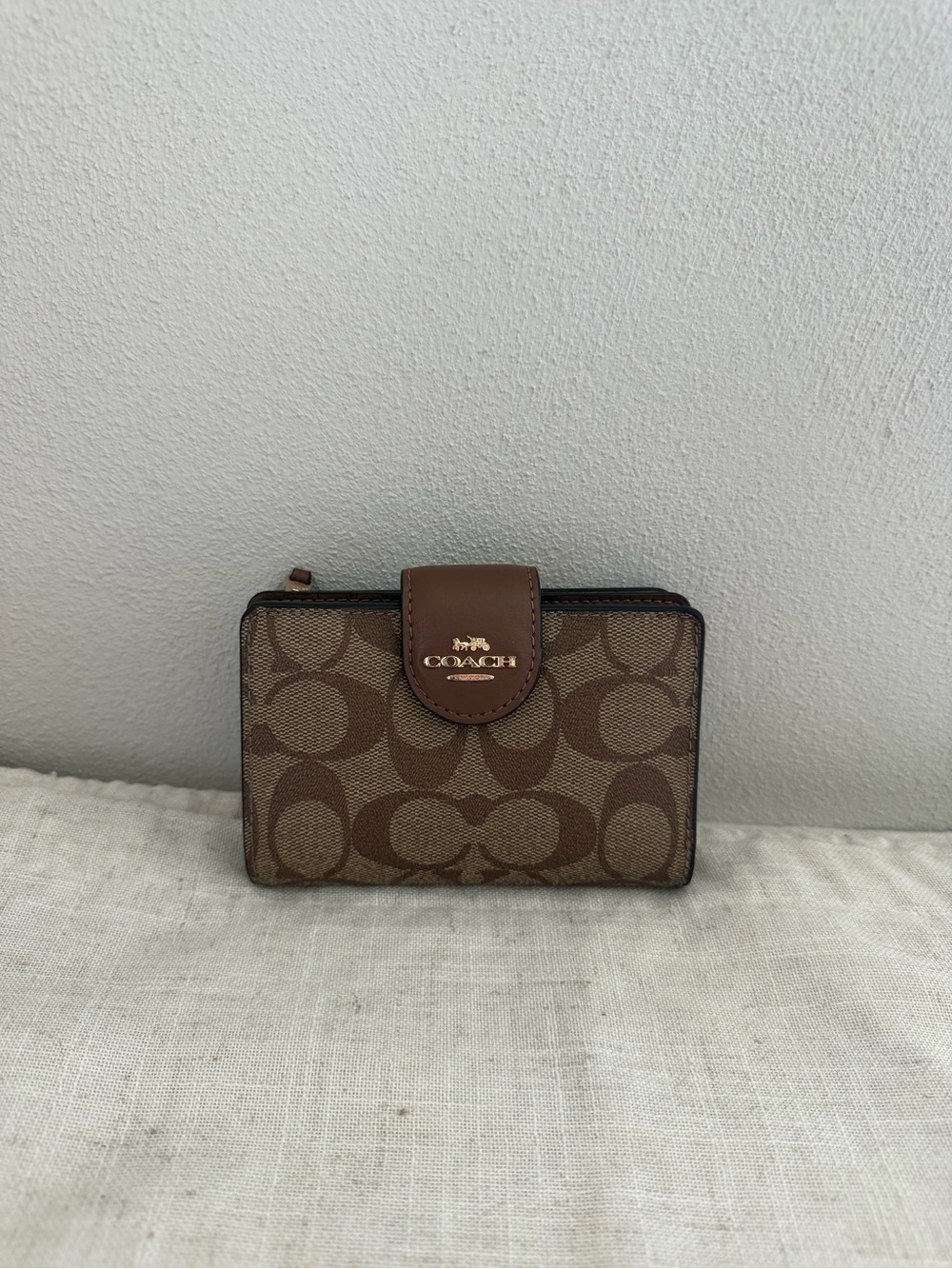 Coach Brown Signature C Compact Leather Wallet